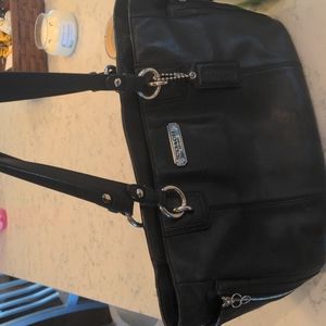 Black leather Coach purse
